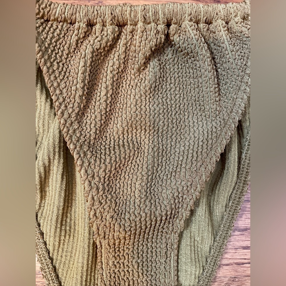 New Good American Always Fits Tiny Ties Bikini Bottom Bronze Brown Sz 1/2 S-M - Picture 2 of 13